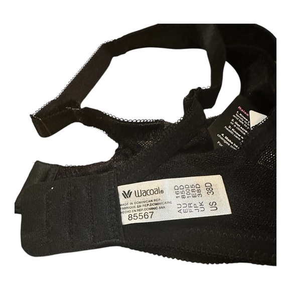 Wacoal Awareness Full Figure Underwire Bra 40DD or 38D Black - 85567 - NWT - Picture 8 of 9